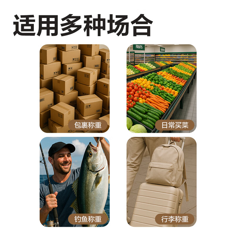 Deli (deli) portable electronic scale, portable scale, spring scale, small kitchen electronic scale, high-precision hook weighing dish, express luggage scale, Obsidian Black 50kg/20g battery model