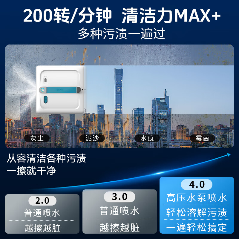 Zhipai state-subsidized double-roller window cleaning robot P9 Pro fully automatic two-way water spray household cleaning high-rise exterior window glass cleaning robot window cleaning artifact upgraded version P9 Pro double roller brush + four-sided brush