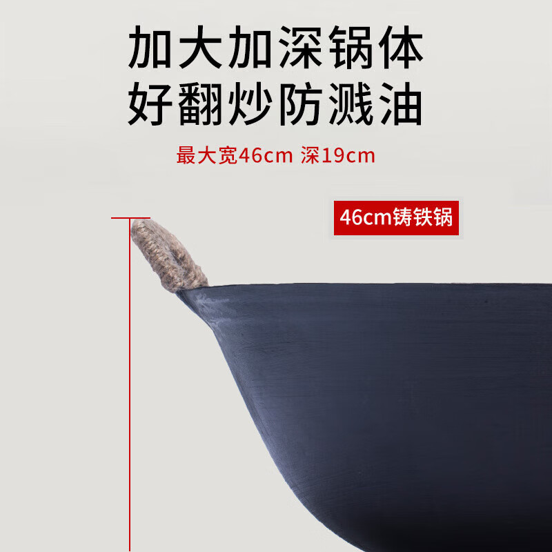Zhensanhuan old-fashioned iron pot cast iron pot uncoated and not easy to stick double-eared stew pot stew pot wok thick bottom thin edge 30cm