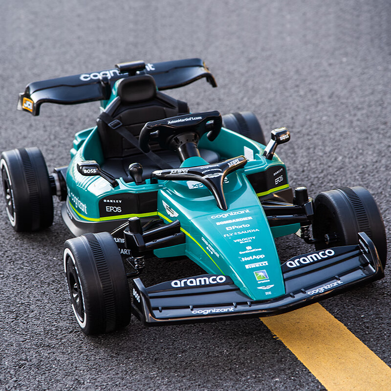 BeRica Aston Martin authorized F1 children's electric car kart remote control toy car 3-6th birthday gift