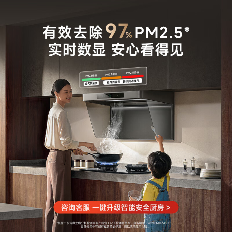 Mijia Xiaomi range hood hood purifier P2 trade-in large suction first-level energy efficiency door-to-door installation natural gas timing set no need to disassemble and wash MJ06CY