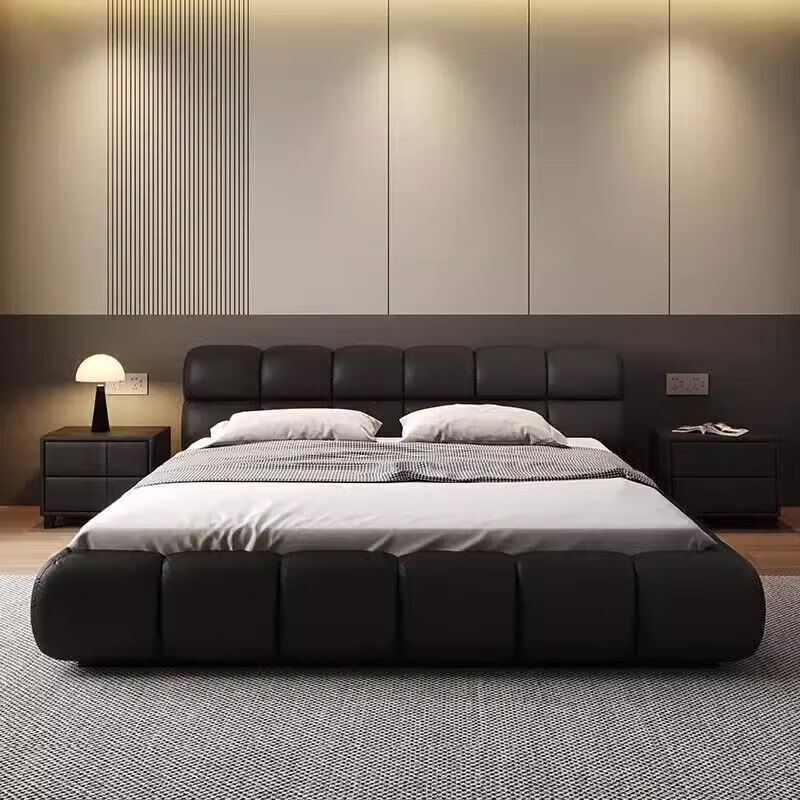 YHGFEE cat leather bed Zhen leather bed master bedroom king bed double 1.8x2m wedding bed tatami 1.5m home internet celebrity custom color 1500mm*1900mm