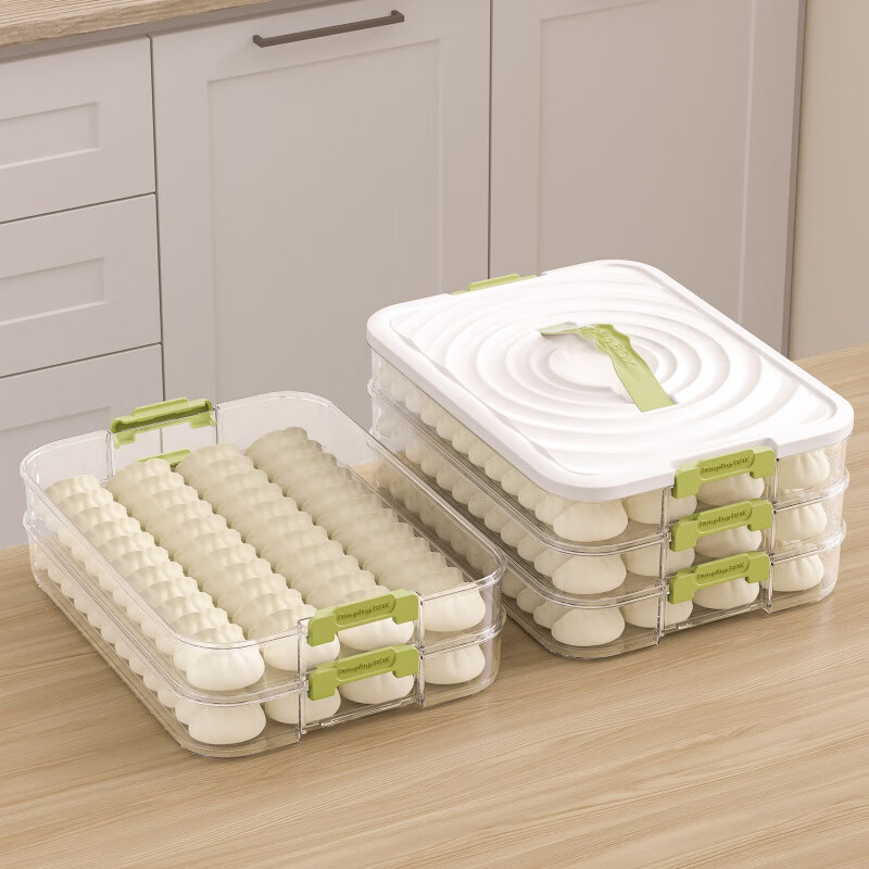 Ye Yu Dumpling Box Refrigerator Freezer Box Multi-layer Frozen Dumpling Tray Household Dumpling Box Wonton Storage Box Large Capacity Certified Sealed Fresh Green Five Layers One Cover Can Hold Approximately 300 Pieces Upgrade and Increase