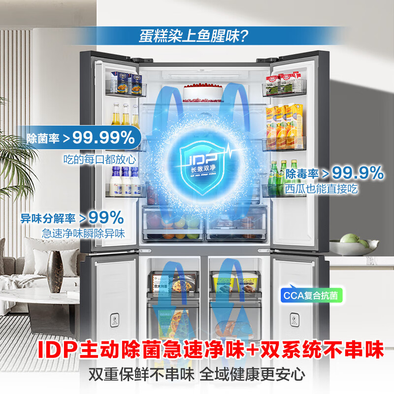 Rongsheng 513L cross-door refrigerator pro dual system dual cycle active sterilization first-level energy efficiency air-cooled frost-free frequency conversion trade-in BCD-513WD15FPA national subsidy