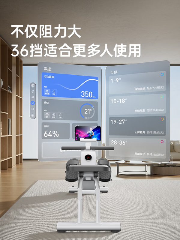 YOU MEI R5L rowing machine home gym silent smart rowing machine aerobic fitness advanced version - starry sky black 16-speed magnetic resistance aluminum alloy slide