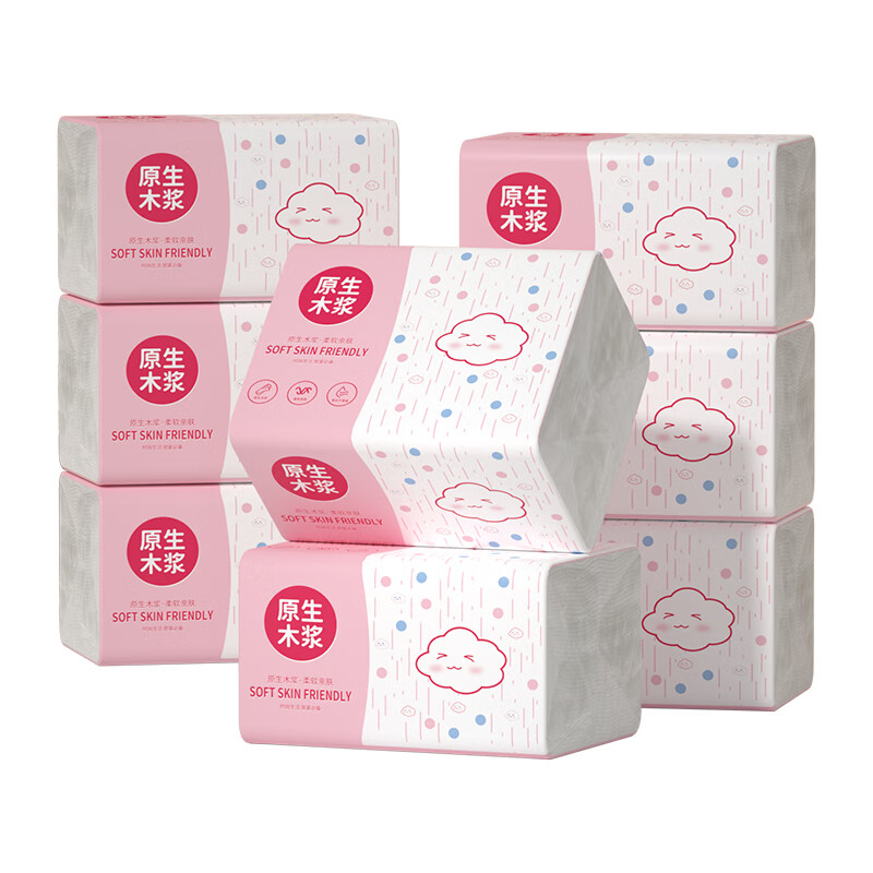 Bailerou log paper full box household wholesale affordable packaging durable thickened napkins toilet paper wet water not easy to break 6 layers 408 sheets * 1 pack