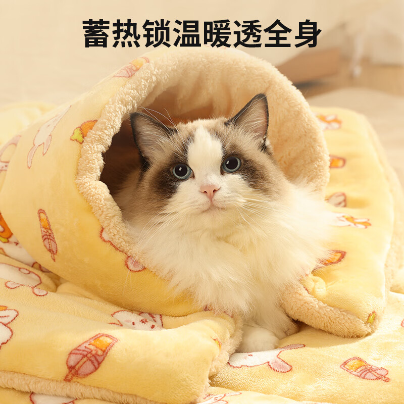 Guangdola Cat Mat Dog Mat 60*40cm Strawberry Little Bear Pet Cat Nest Sleeping Mat Autumn and Winter Cat Arctic Velvet Cotton Blanket