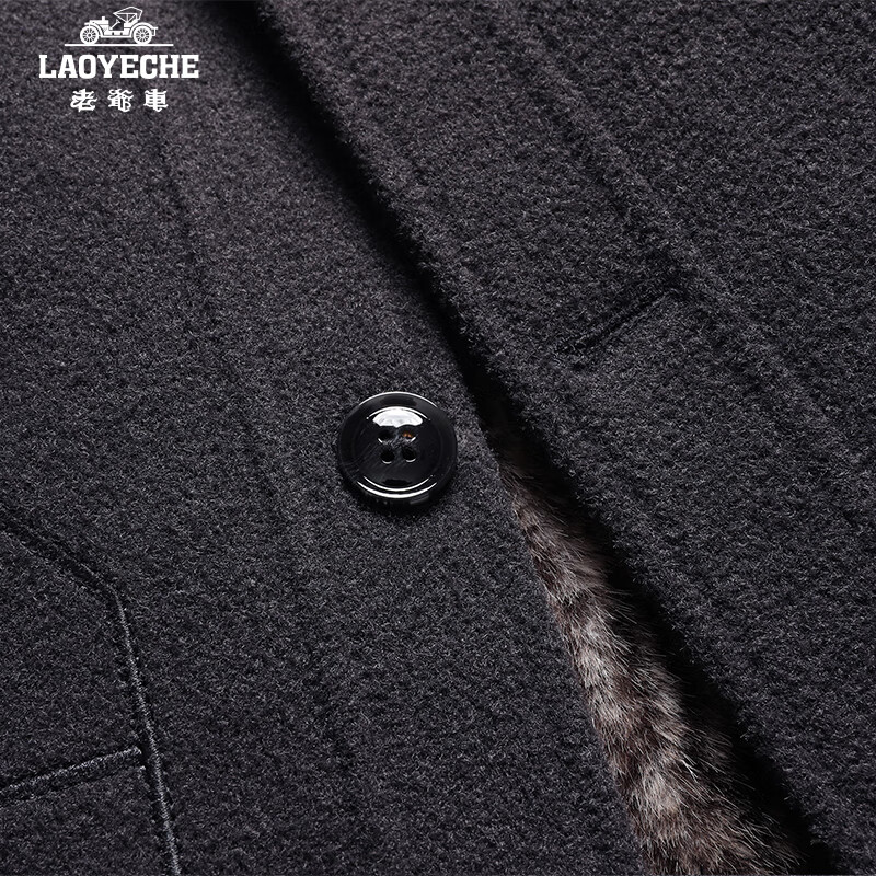 Classic car (LAOYECHE) Containing sheep wool Dad's woolen jacket men's autumn and winter middle-aged and elderly plus velvet thickened woolen jacket men's clothing