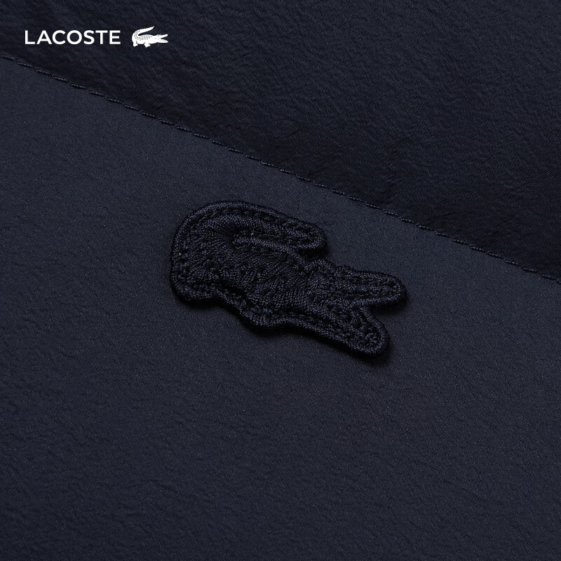 LACOSTE French crocodile women's 25 autumn and winter new solid color zipper goose down jacket | BF2502 166/navy blue L 40