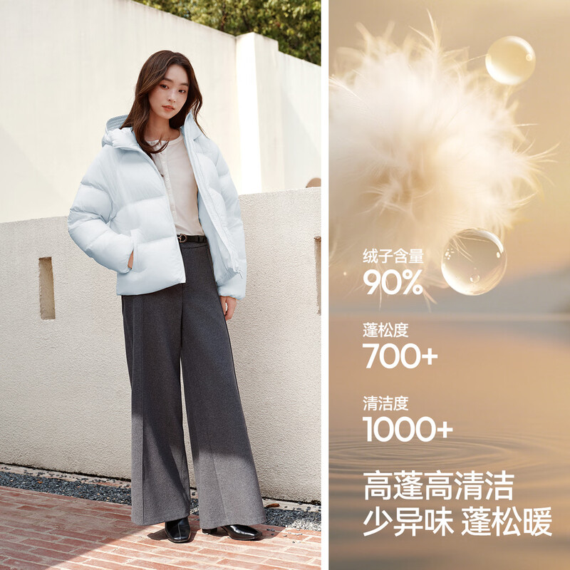 Semir down jacket women's winter 90 down short three-proof bud hood 25 high loft windproof hooded jacket 109725113028