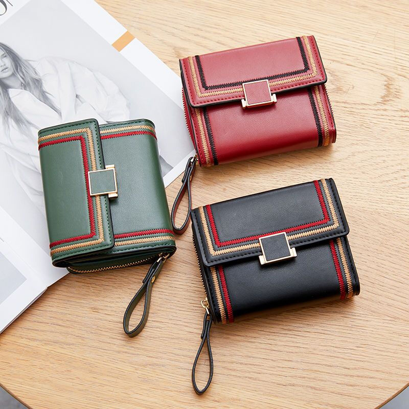 Ye Yu Folding Wallet Women's 2025 New Card Holder Driver's License Integrated Women's Short Multi-Function Large Capacity Three-fold Compact (Square) Green (20 Card Slots Upgraded Version)