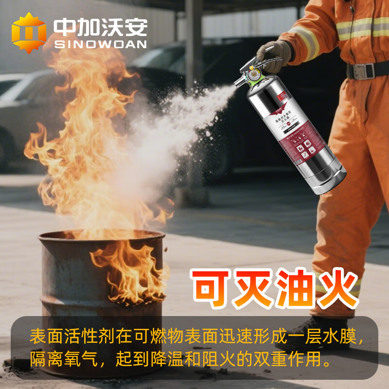 Zhongjia Woan vehicle-mounted water-based fire extinguisher stainless steel portable fire extinguishing bottle private car annual inspection fire-fighting 950ml water-based vehicle-mounted fire extinguisher 4 years 1