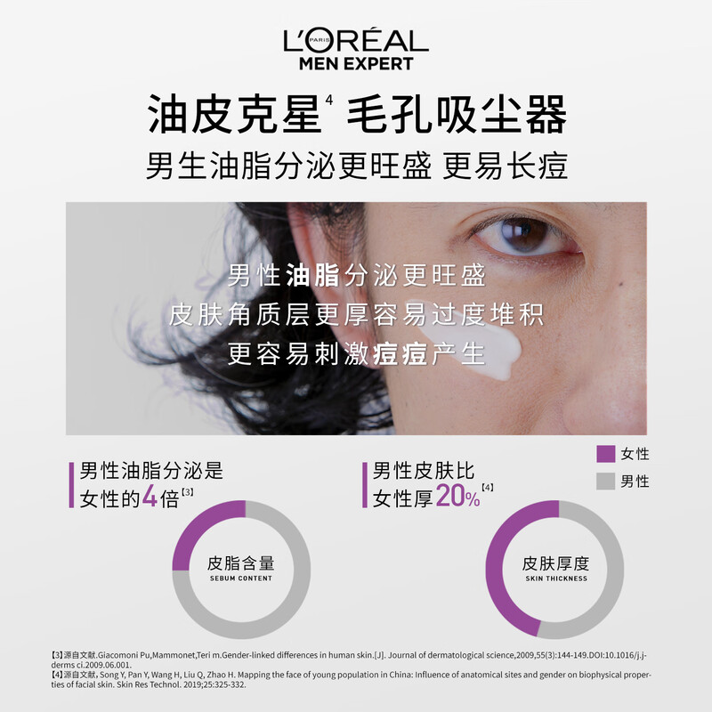 L'Oreal Men's Anti-Blackhead Cleanser 100ml*2 Set Oil Control, Acne, Exfoliating Cleanser, Skin Care Products New Year
