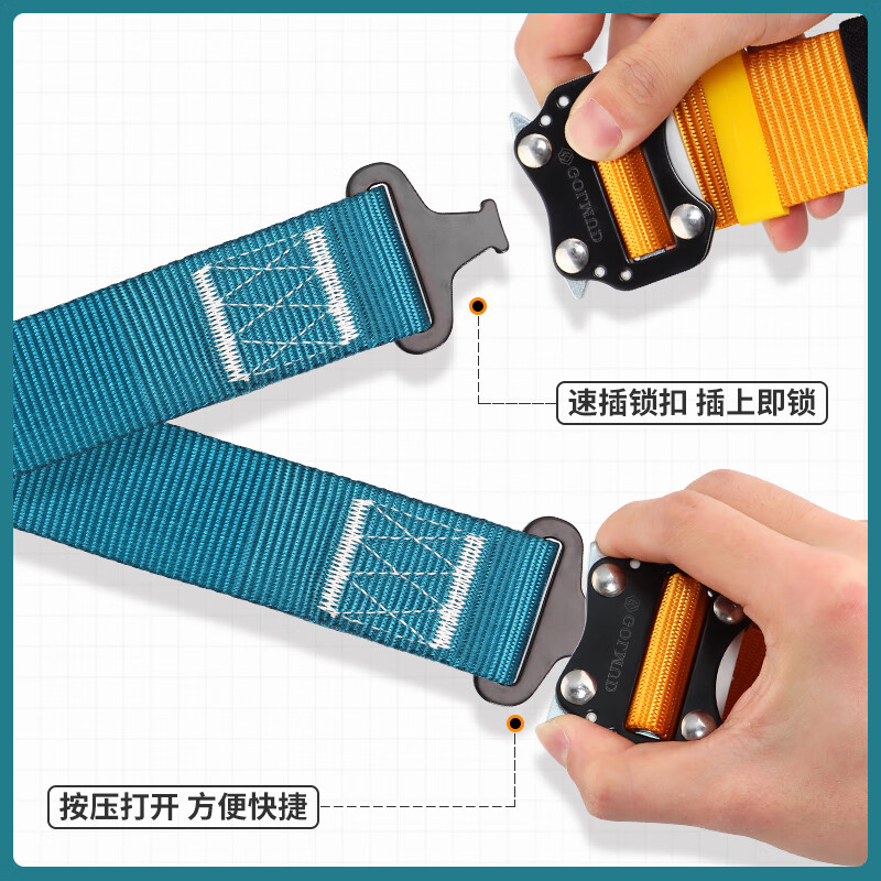 Gorm five-point full-body safety belt, national standard high-altitude work, construction site electrician anti-fall safety rope set GD5355 fall style - double hook buffer bag 1.8 meters