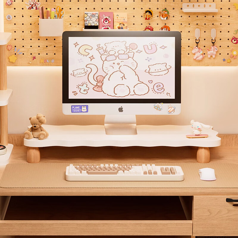 Zhuobo monitor elevated computer stand computer desktop storage rack thickened storage rack ZJ02 white 55cm