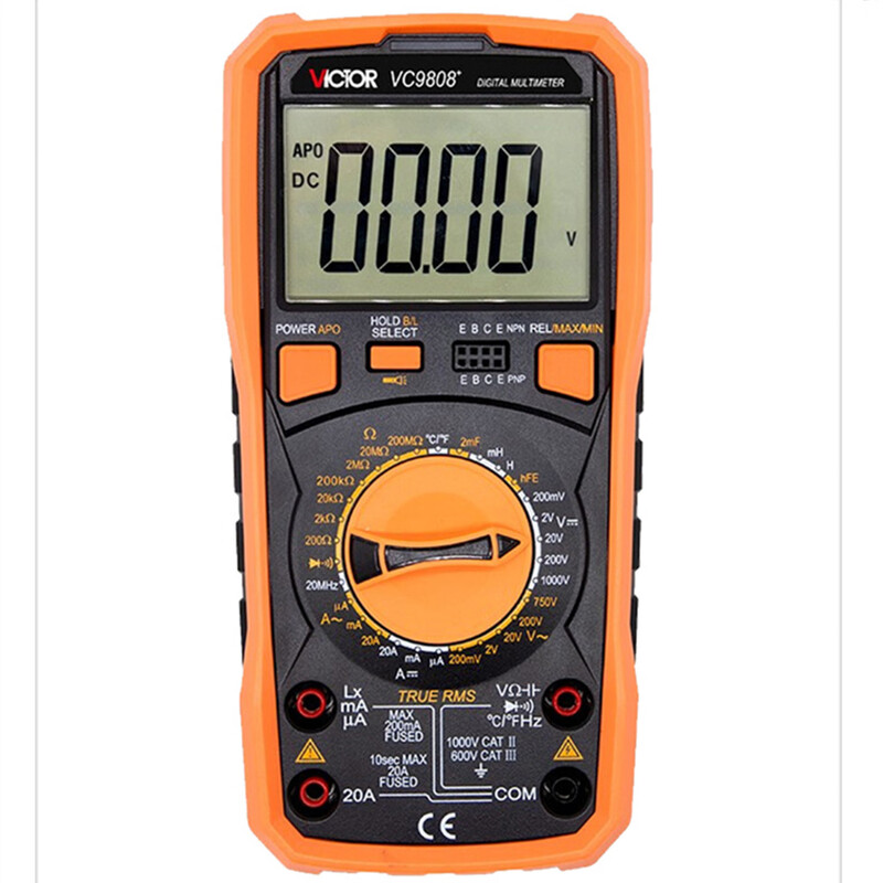 Victory Instrument (VICTOR) multimeter high-precision multi-function intelligent anti-burn electrician special digital multimeter voltage resistance current meter VC9808 + standard + special tip test leads