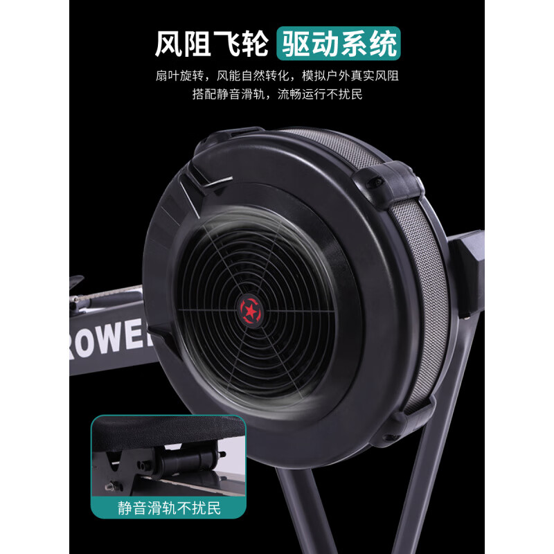 Yixuan Wind Resistance Rowing Machine Silent C2 Indoor Rowing Household Intelligent Wind Resistance Rowing Machine Commercial Gym Equipment Black Model