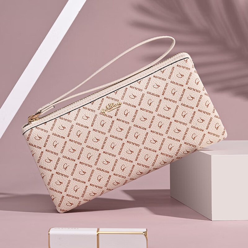 Goldlion Wallet Women's New Print Women's Fashion Long Wallet Large Capacity Card Holder Zipper Multifunctional Clutch Large - Off-White