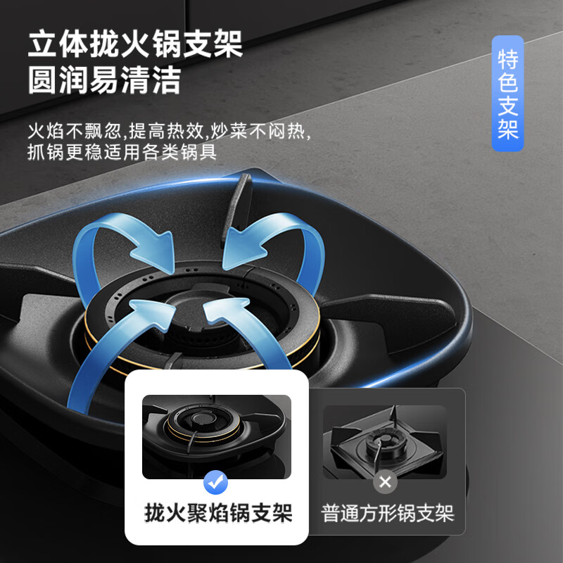 Vantage upgraded 70% thermal efficiency gas stove natural gas stove household embedded 5.2kW fierce fire stove trade-in gas stove double stove i10308