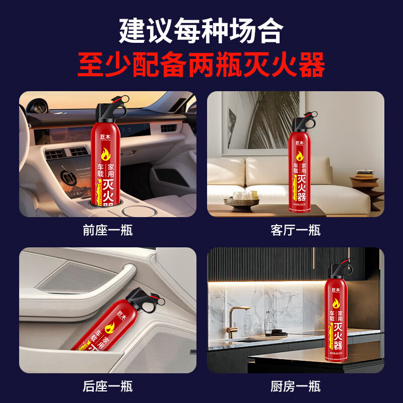 Jumu vehicle-mounted fire extinguisher National Fire Protection 3C certified water-based household vehicle portable portable small car special 620ml water-based fire extinguisher