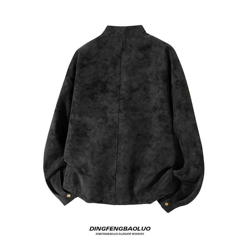 Dingfengbaoluo American retro leather jacket men's autumn high-end short shoulder-padded bomber jacket XC38 coffee color XL