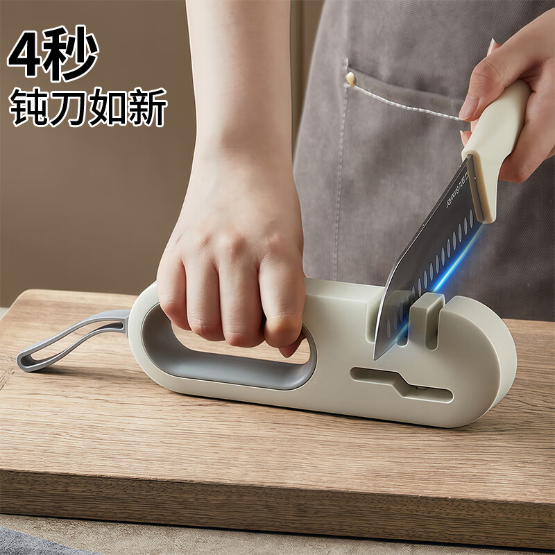 Home KATEI STORY Japanese whetstone sharpener household multi-functional quick sharpening tool kitchen scissors and kitchen knife artifact white gray dual-purpose knife and scissors without damaging the blade