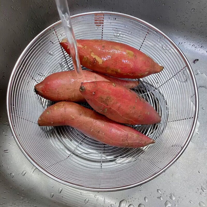 GIOIO304 stainless steel non-magnetic fruit basket for draining round solid thick living room special for washing vegetables free shipping clearance food grade 25.5 cm extra large non-magnetic hollow drain fruit basket