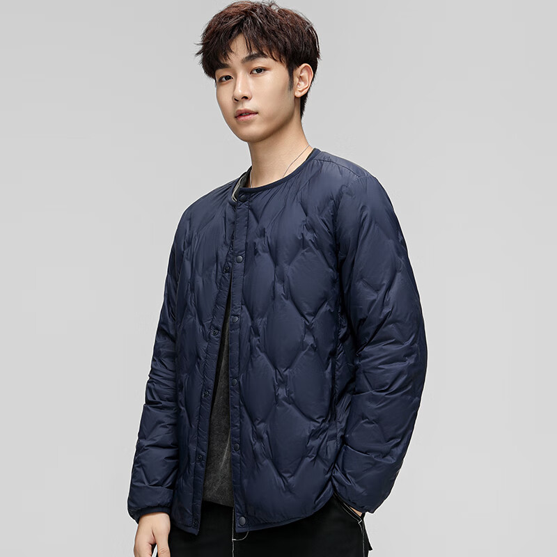 HY&CO light down jacket men's short autumn and winter loose simple round neck ultra-thin liner duck down warm jacket L black