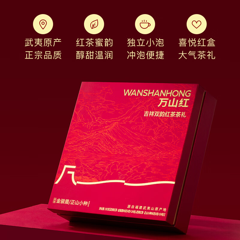 Wanshanhong black tea combination Jin Junmei + Lapsang Souchong gift box 192g tea gift