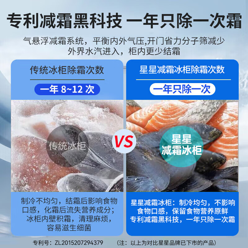 Stars and Stars Series 200L single-temperature household small refrigerator freezer large capacity frost-reducing fresh-keeping and pure flavor energy-saving refrigerator refrigeration and freezing dual-purpose freezer BD/BC-200NC/X