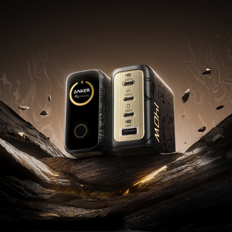 ANKER Black Myth Wukong co-branded Anker Lingguang smart display charger 140W charger GaN screen display type-c multi-port PD100W plug suitable for Apple 17 mobile phones and computers Black Myth co-branded Lingguang smart display charger 140W set