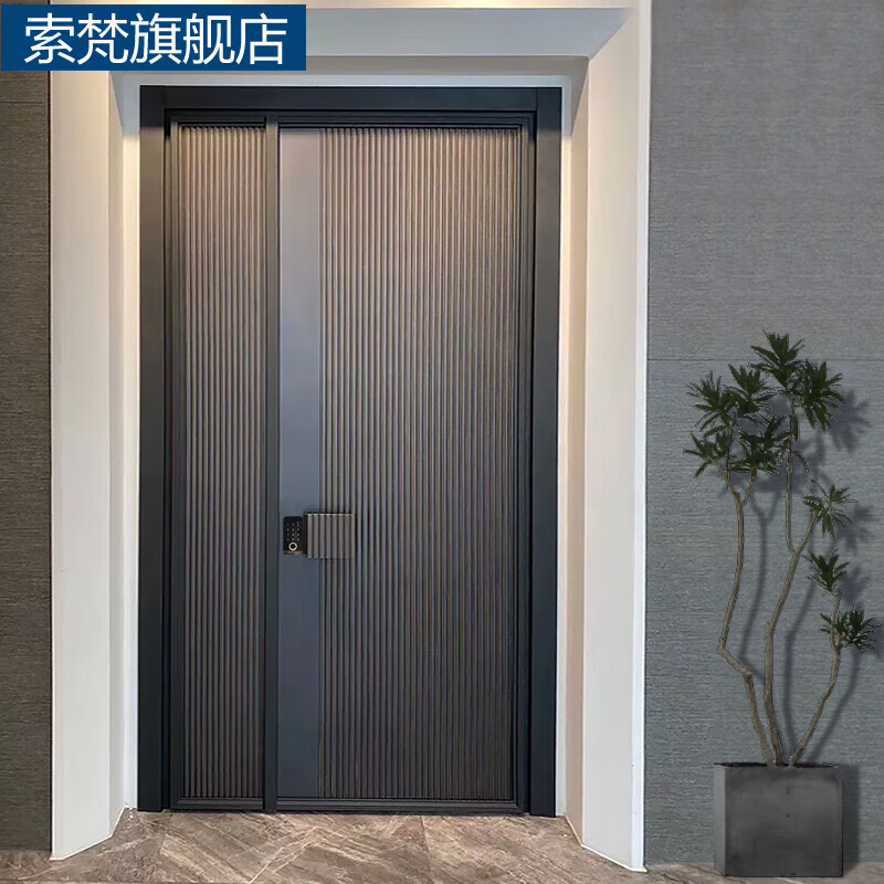 Suofan explosion-proof villa door cast aluminum door double-open Chinese-style modern double door entry door household copper door security door customization