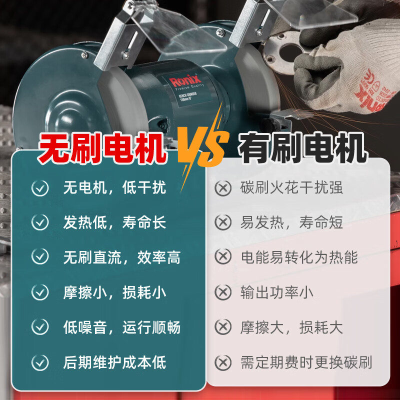 Ronix Germany (Ronics) industrial-grade vertical grinder desktop dust removal environmentally friendly grinder polishing machine