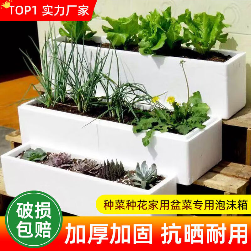 Vegetable plant planting extra large foam box warehouse indoor vegetable growing box household flower and vegetable special foam box rectangular flower pot store hot sale medium planting box thickened * 3