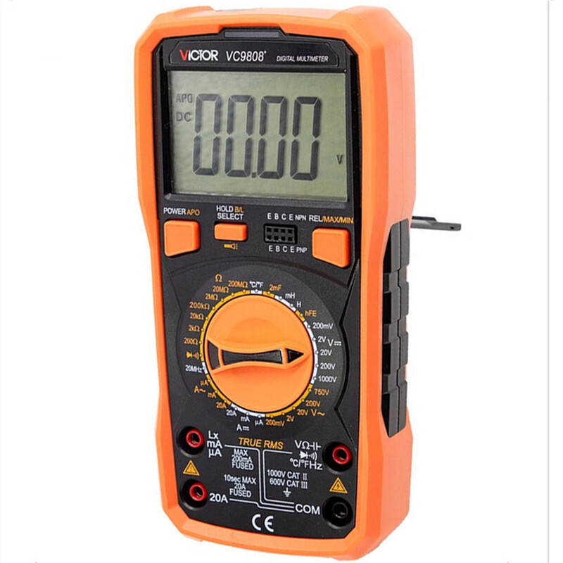 Victory Instrument (VICTOR) multimeter high-precision multi-function intelligent anti-burn electrician special digital multimeter voltage resistance current meter VC9808 + standard + special tip test leads
