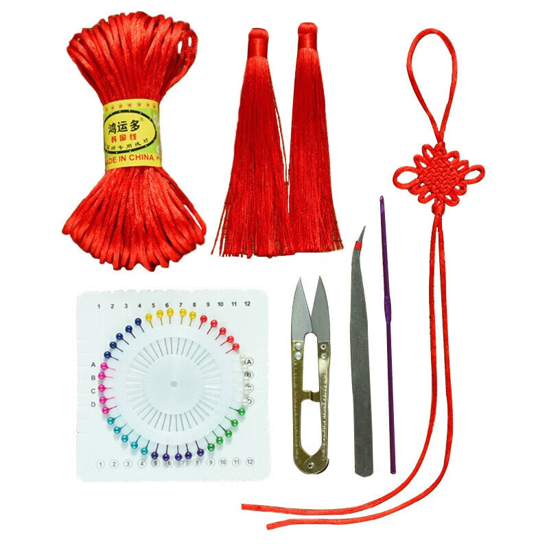 Jingxianju Chinese Knot Handmade Materials Chinese Knot Braided Rope Material Pack DIY Set Tools No. 5 Rope Handicraft Class Chinese Knot Novice Starter Kit - Free Tutorial