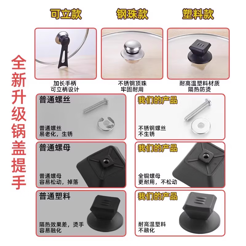 Shenglaifu stainless steel pot lid household wok lid 32cm34cm wok lid universal transparent pot lid glass lid 42cm pure steel handle suitable for pots with diameter 40-41.5 no specifications