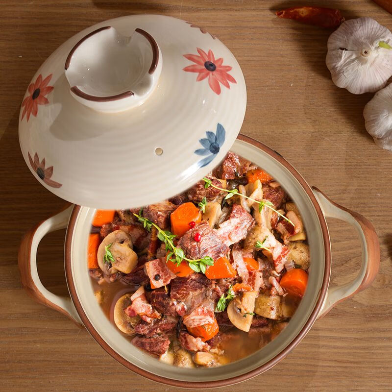 Mangong wide mouth casserole Japanese authentic casserole household soup dry-cooked non-cracked high-temperature soup soup stir-fry shallow mouth gas stove thickened dry-cooked pot for 1-2 people-Sakura 1.5L