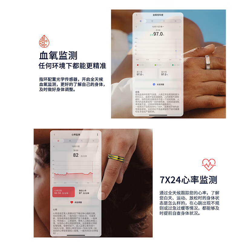 CH High-precision heart rate and blood pressure all-weather monitoring smart ring blood oxygen sleep pressure blood sugar record sports health smart ring ring waterproof gift recommendation