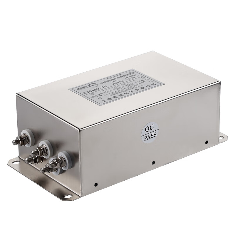 Saiji anti-electromagnetic interference straight-through power supply filter JSJ480 380v50A filter harmonic signal three-phase three-wire four-wire terminal block anti-interference double-stage enhanced 200A SJS480-10A filter