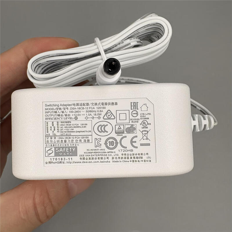 Original DVE12V1.5A power adapter round hole DC5.5x2.1 suitable for optical cat router set-top box, etc. DVE white national standard 12V1.5A