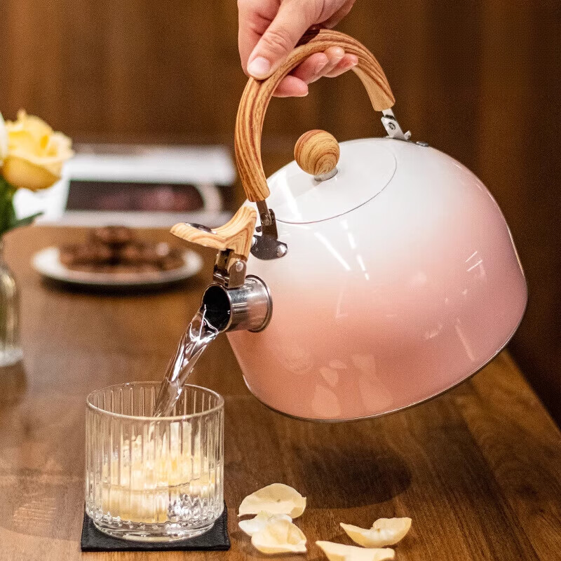 Fat Donglai household stainless steel chime kettle high-looking gradient kettle new hot water kettle pink 3L 3.0L