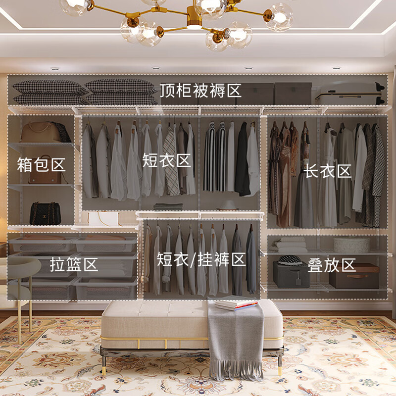 MOEACA Momika 0.7m metal wardrobe home bedroom simple small apartment corner small wardrobe open cloakroom 0.7m plan-1 (installation included)