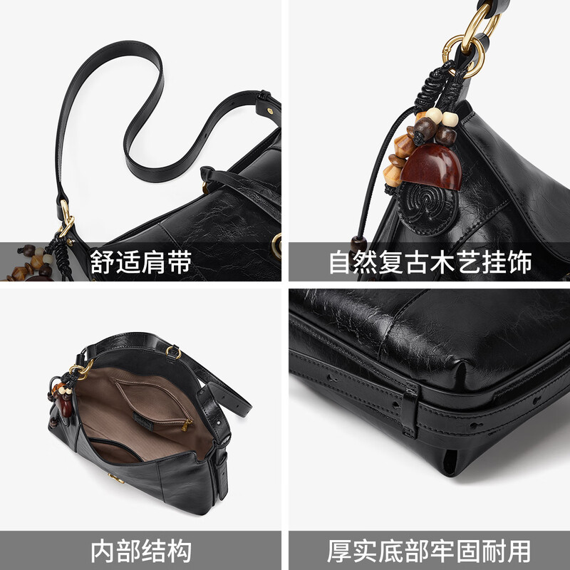 Cnoles Sun Qian's same style Wanqing bag women's leather autumn and winter new large capacity commuter shoulder crossbody hobo bag