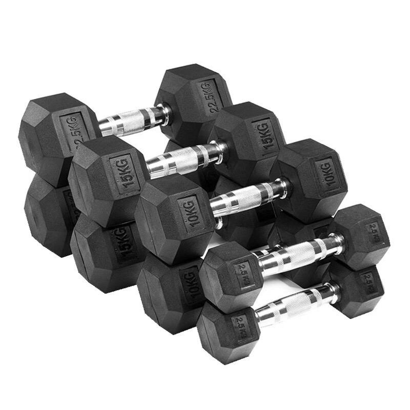Rubber-coated dumbbells, hexagonal dumbbells, commercial gym dumbbells, iron-coated dumbbells, 10kg, 20kg, 40 fixed dumbbells, rubber-coated, single 30kg