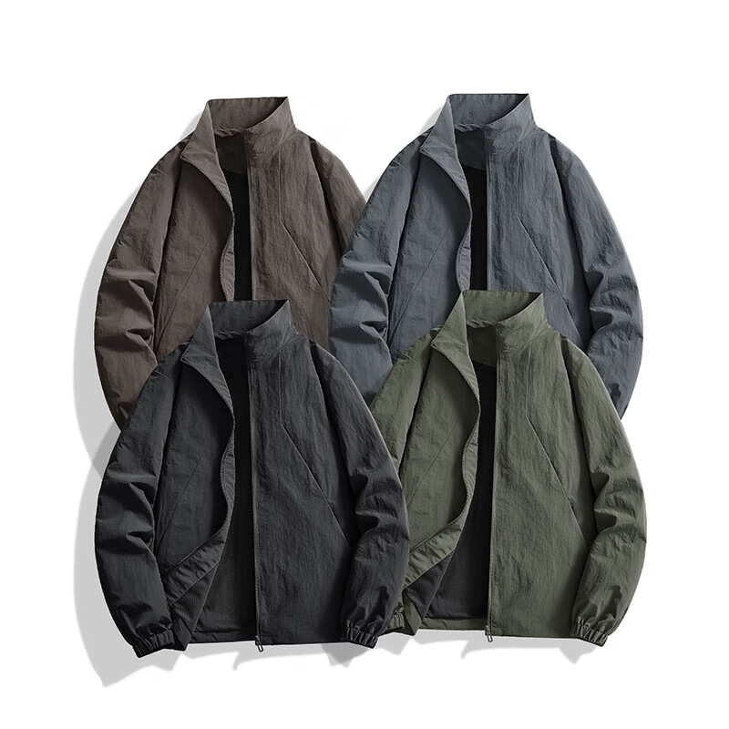 Cotton Spring and Autumn Work Jacket Men's Stretch Waterproof Outdoor Jacket Stand Collar Jacket Nylon High Quality Jacket Coffee 2XL