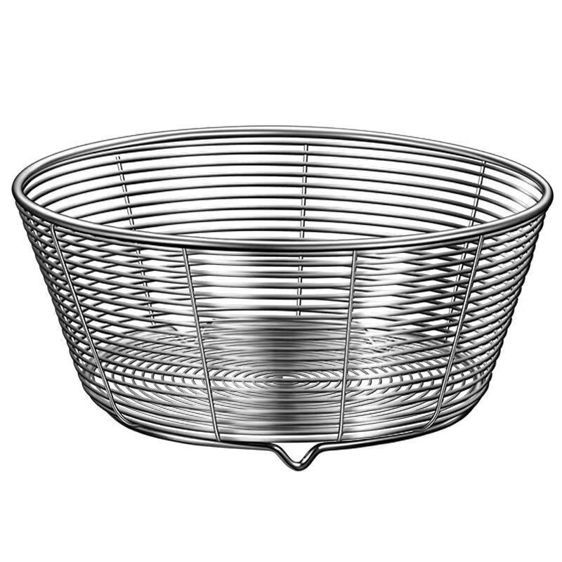 GIOIO304 stainless steel non-magnetic fruit basket for draining round solid thick living room special for washing vegetables free shipping clearance food grade 25.5 cm extra large non-magnetic hollow drain fruit basket