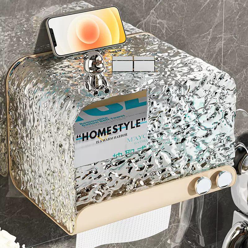 Yusenyi face towel storage box wall-mounted tissue box high-end light luxury style home living room bathroom toilet paper box ordinary thin tissue box