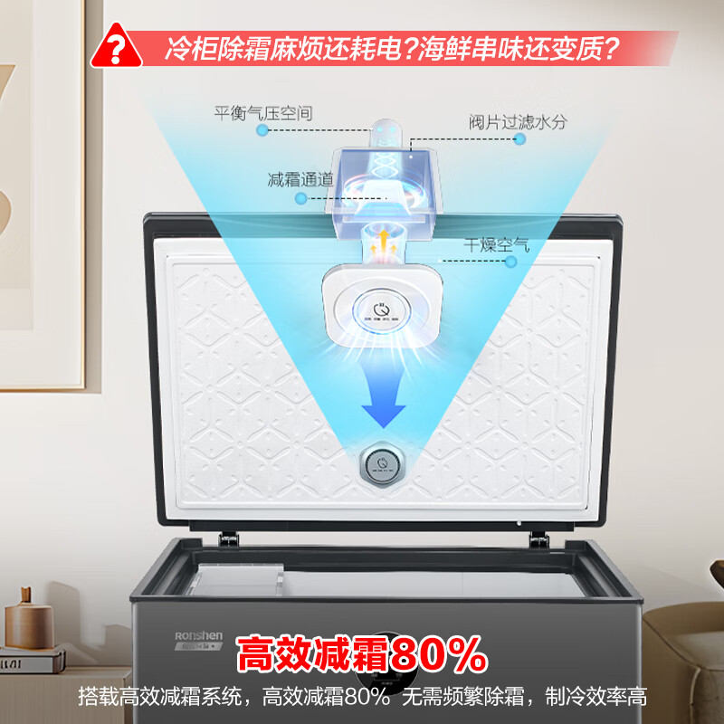 Ronshen Fresh Rubik's Cube Pro145L Single Temperature Household Freezer-40 Cryogenic Quick Freeze Frost Reduction 80% Computer Precision Control Frost Reduction and Odor-Free Refrigerator BD/BC-145ZEBAL/RX National Subsidy