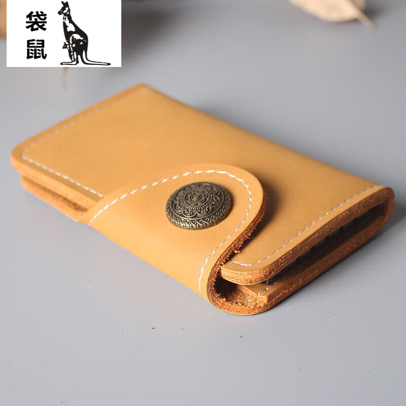 Kangaroo (KANGAROO) men's and women's genuine leather multifunctional keychain with large capacity, casual and lightweight cowhide waist hanging car key bag, crocodile pattern first layer cowhide texture with hanging buckle bull buckle